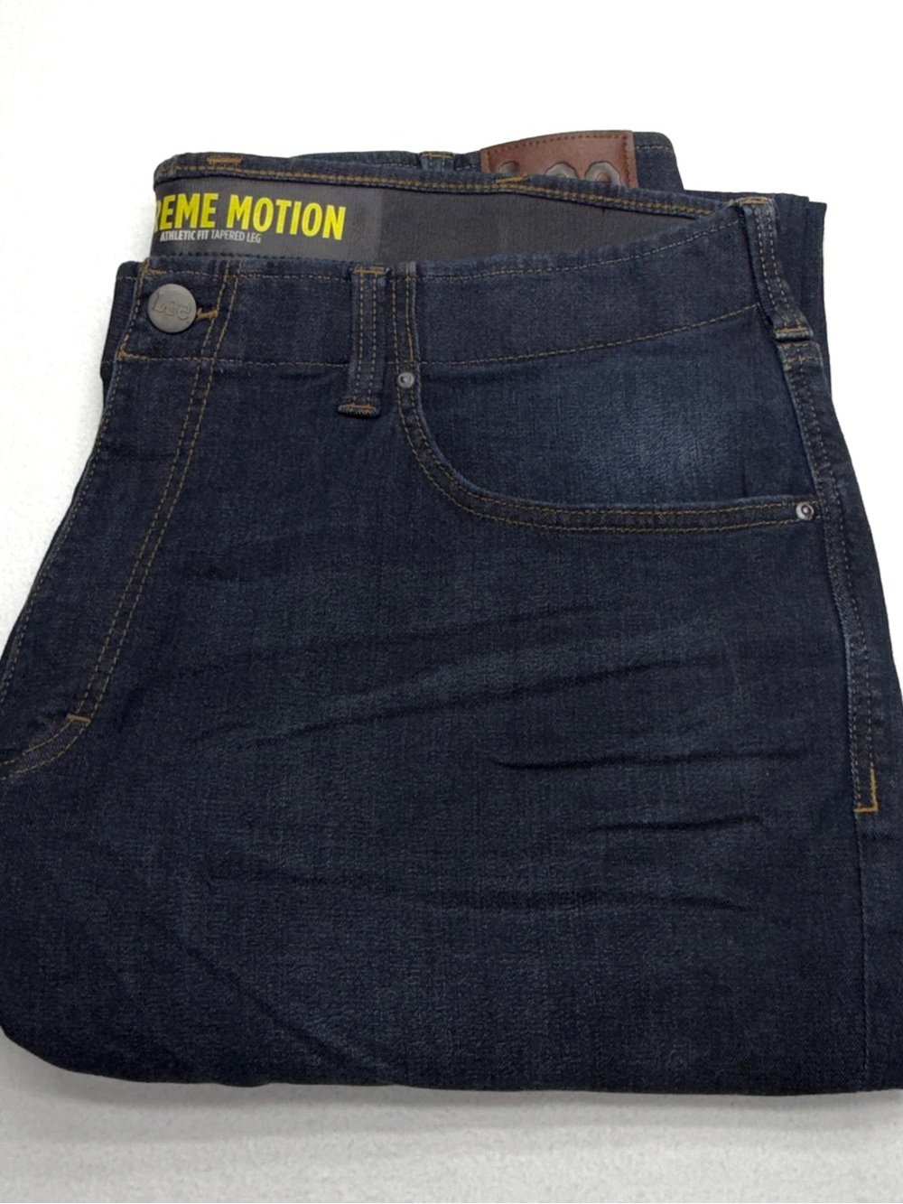 Lee Extreme Motion Jeans Mens 44x32 Athletic Fit Tapered Dark Wash